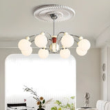 French Cream Globe Ceiling Residential 8-Bulb Chandelier Image - 4