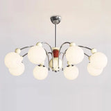 French Cream Globe Ceiling Residential 8-Bulb Chandelier Image - 5