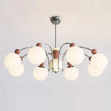 French Cream Globe Ceiling Residential 8-Bulb Chandelier Image - 7