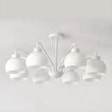 French Milky Round Metal Living Room White 8-Bulb Chandelier Image - 16