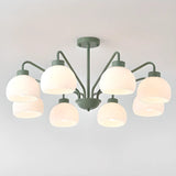 French Milky Round Metal Living Room White 8-Bulb Chandelier Image - 23