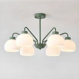 French Milky Round Metal Living Room White 8-Bulb Chandelier Image - 24