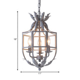 French Rustic Grey Bird Cage Leaf Lantern Chandelier #size