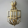 French Rustic Grey Bird Cage Leaf Lantern Chandelier Image - 5