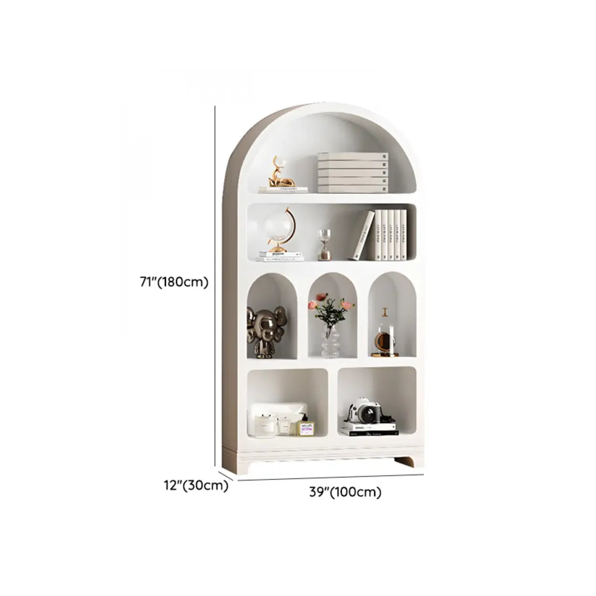 French Vertical Storage Unit White Timber Arch Bookcase Image - 10