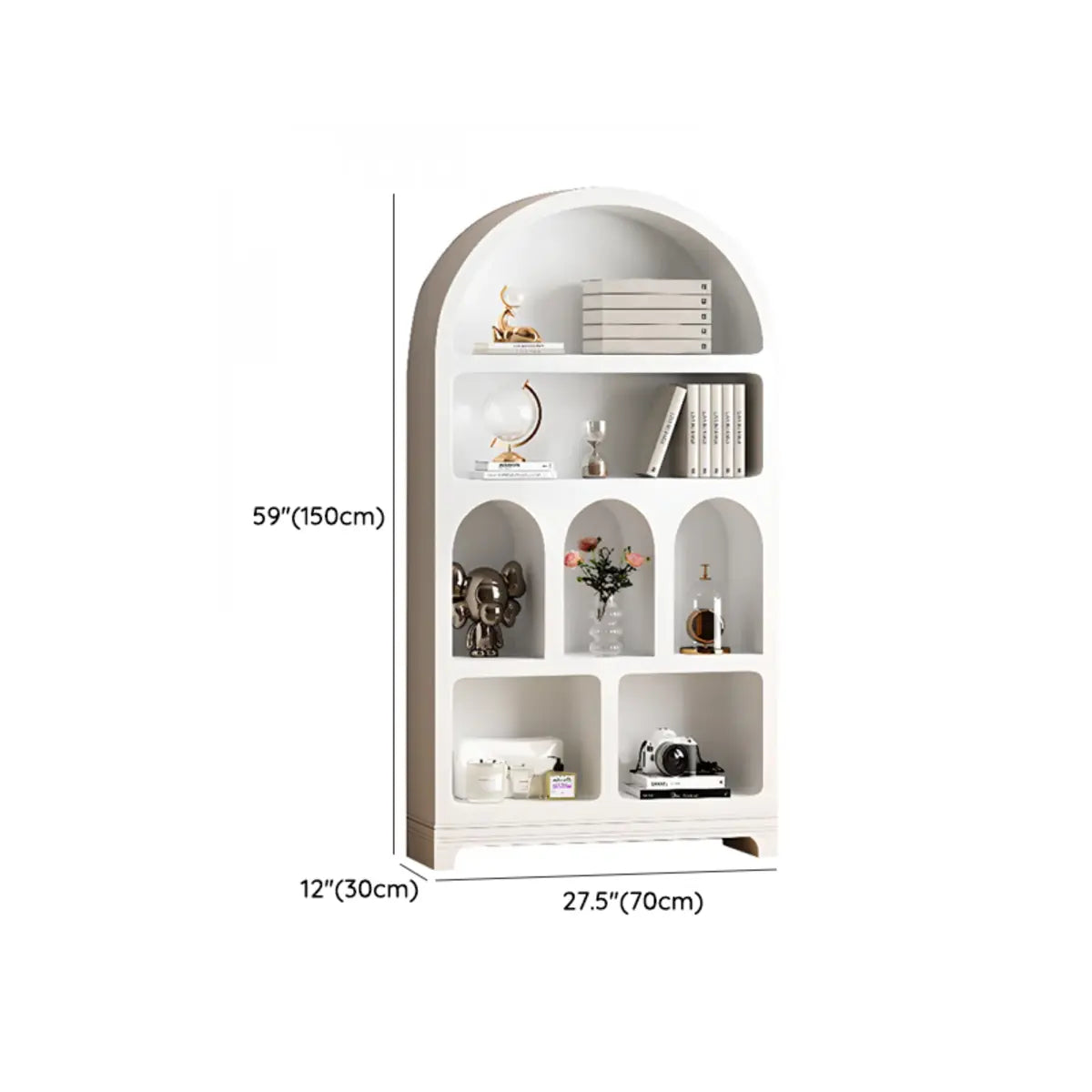 French Vertical Storage Unit White Timber Arch Bookcase Image - 11