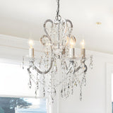 French Vintage White Clear Crystal Beads Candel Chandelier Image - 1