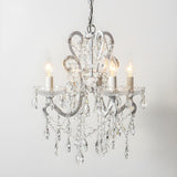 French Vintage White Clear Crystal Beads Candel Chandelier Image - 3