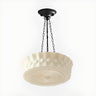 French Vintage White Glass Ceramic Cylinder Chandelier Image - 3