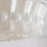 French Vintage White Glass Ceramic Cylinder Chandelier Image - 9