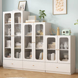 French Wood White Minimalist Square Storage Bookcase Image - 1