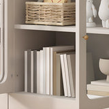 French Wood White Minimalist Square Storage Bookcase Image - 10