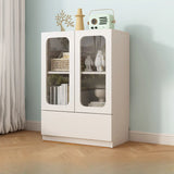 French Wood White Minimalist Square Storage Bookcase Image - 2