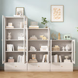 French Wood White Minimalist Square Storage Bookcase Image - 4