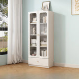 French Wood White Minimalist Square Storage Bookcase Image - 5