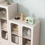 French Wood White Minimalist Square Storage Bookcase Image - 7