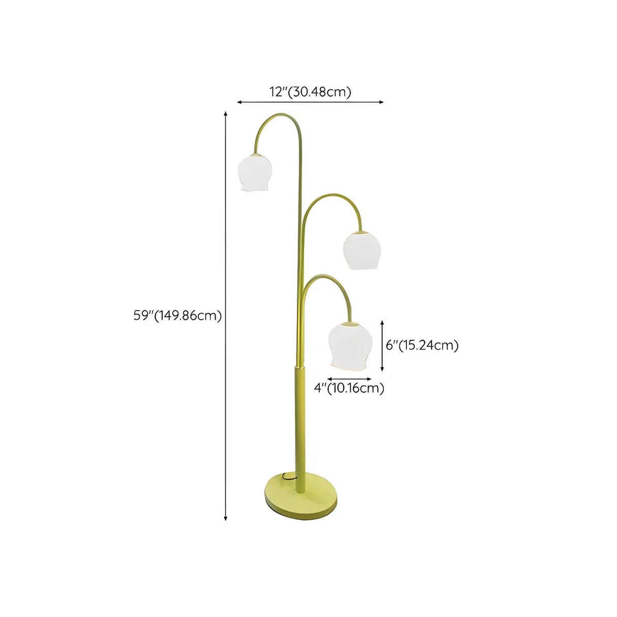 Fresh 3-Light Pastel Green Flower Metal Floor Lamp 