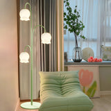 Fresh 3-Light Pastel Green Flower Metal Floor Lamp Image - 2