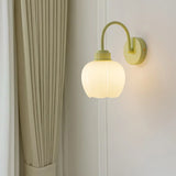 Fresh Frosted Glass Pastel Green Floral Wall Sconce Image - 2