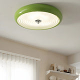 Fresh Green Round Glass LED Flush Mount Ceiling Light Image - 1