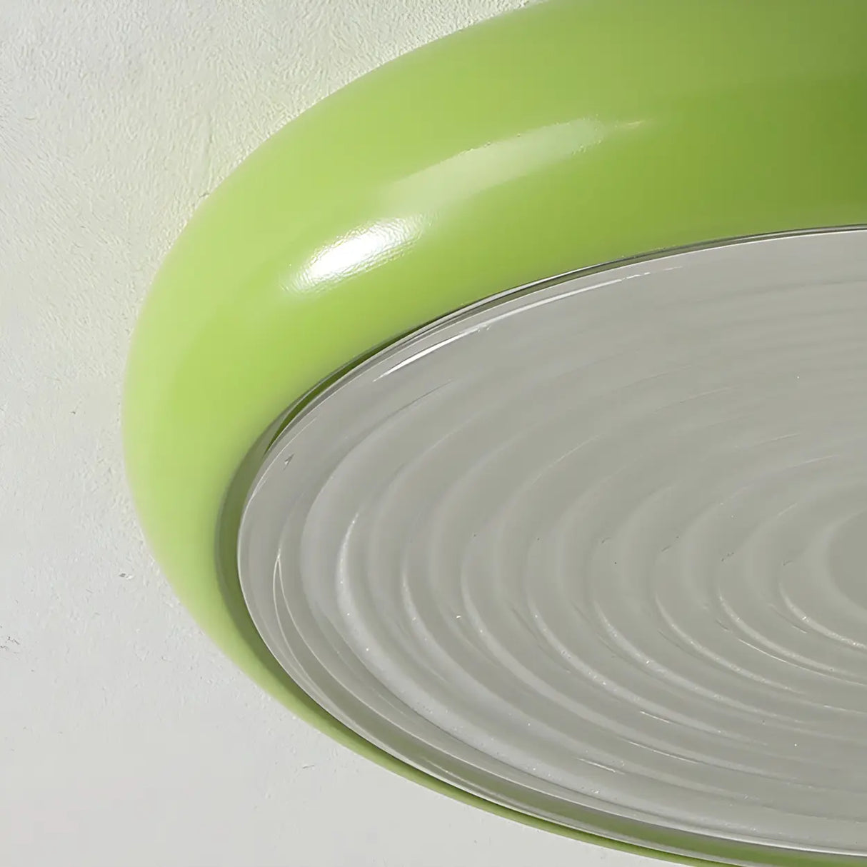 Fresh Green Round Glass LED Flush Mount Ceiling Light Image - 10