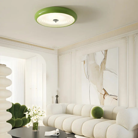 Fresh Green Round Glass LED Flush Mount Ceiling Light Image - 2