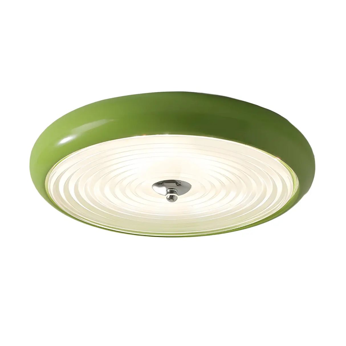 Fresh Green Round Glass LED Flush Mount Ceiling Light Image - 5