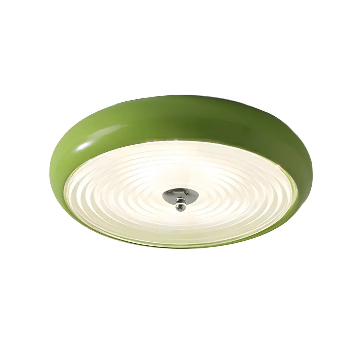 Fresh Green Round Glass LED Flush Mount Ceiling Light Image - 6