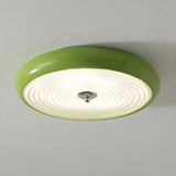 Fresh Green Round Glass LED Flush Mount Ceiling Light Image - 7