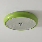 Fresh Green Round Glass LED Flush Mount Ceiling Light Image - 8