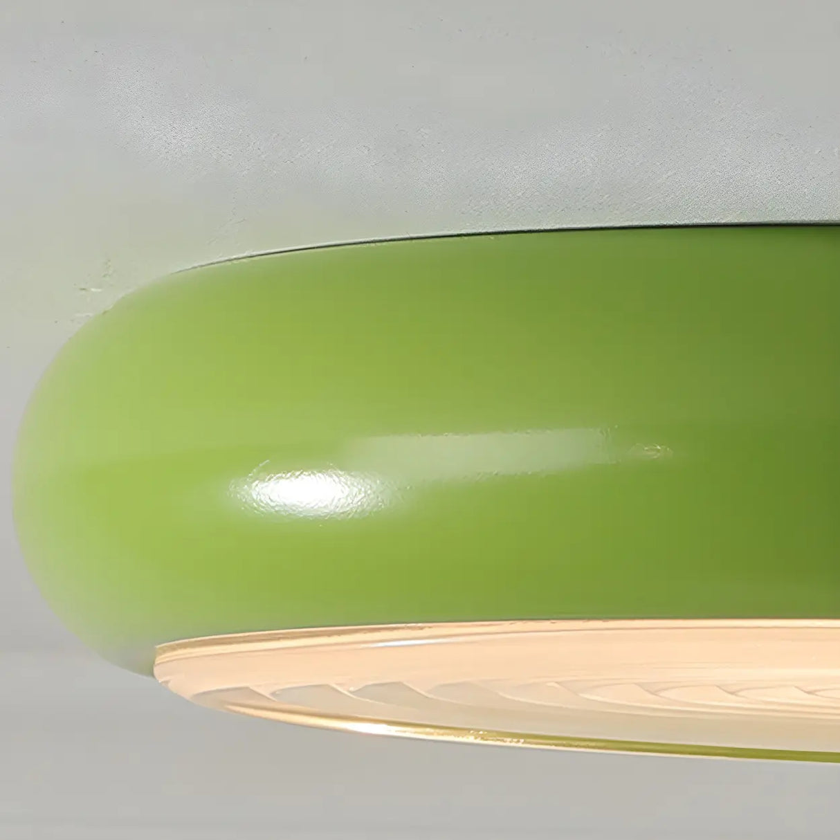 Fresh Green Round Glass LED Flush Mount Ceiling Light Image - 9