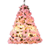 Fresh Pink Floral Christmas Tree Metal LED Chandelier Image - 3