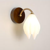 Fresh Wooden Base White Floral-Inspired Wall Sconce Image - 11