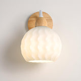 Fresh Wooden Base White Floral-Inspired Wall Sconce Image - 12