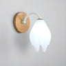 Fresh Wooden Base White Floral-Inspired Wall Sconce Image - 2