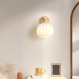 Fresh Wooden Base White Floral-Inspired Wall Sconce Image - 4