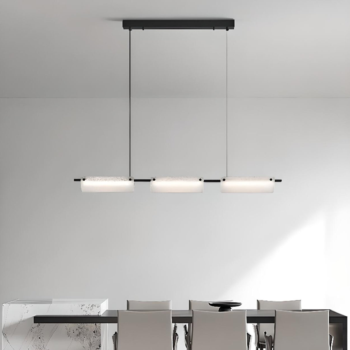 Frosted Glass 3-Light Kitchen Island Pendant Light Image - 1