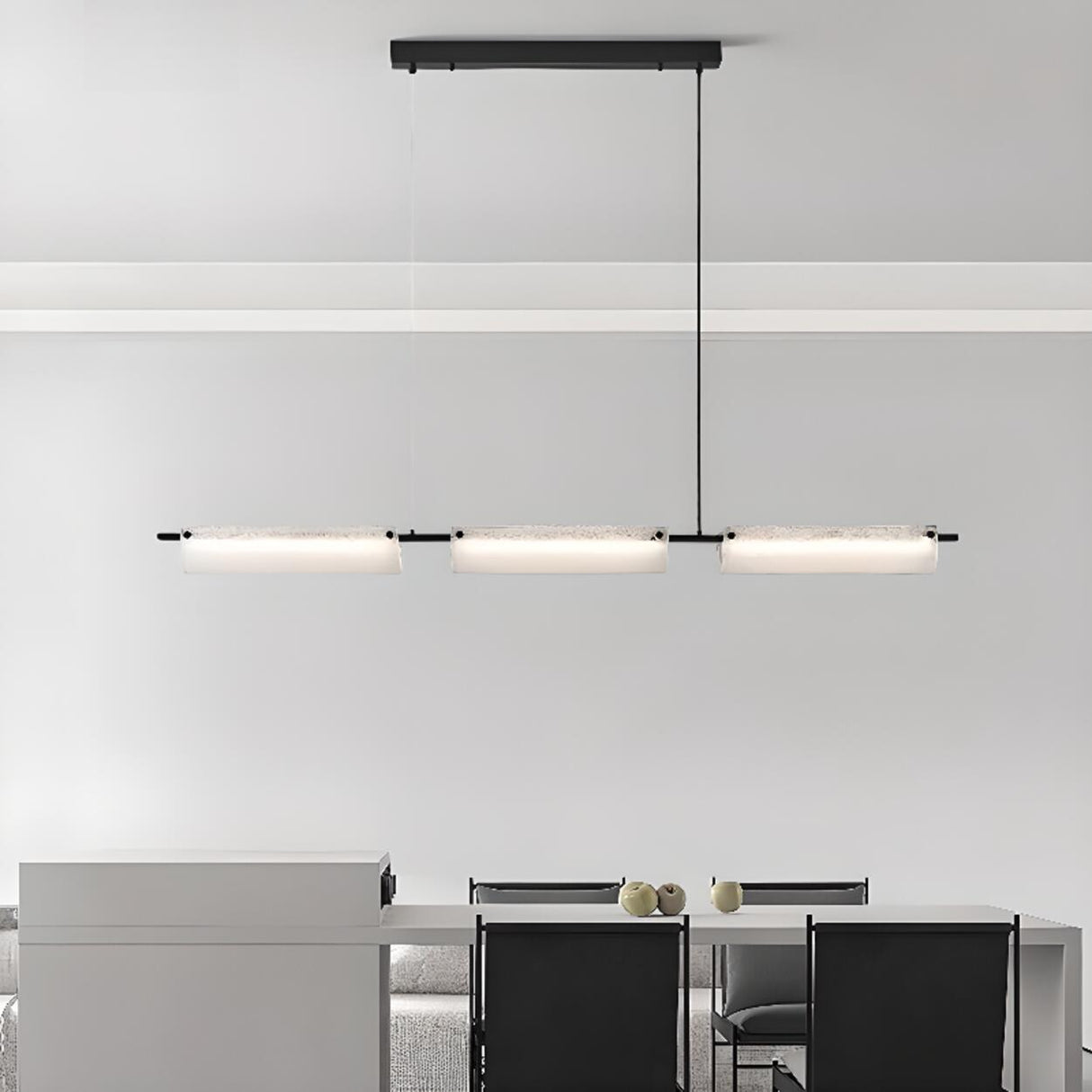 Frosted Glass 3-Light Kitchen Island Pendant Light Image - 4