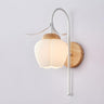 Frosted Glass Floral Wood Color Bedroom Wall Sconce Image - 11