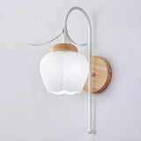 Frosted Glass Floral Wood Color Bedroom Wall Sconce Image - 14