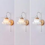 Frosted Glass Floral Wood Color Bedroom Wall Sconce Image - 15