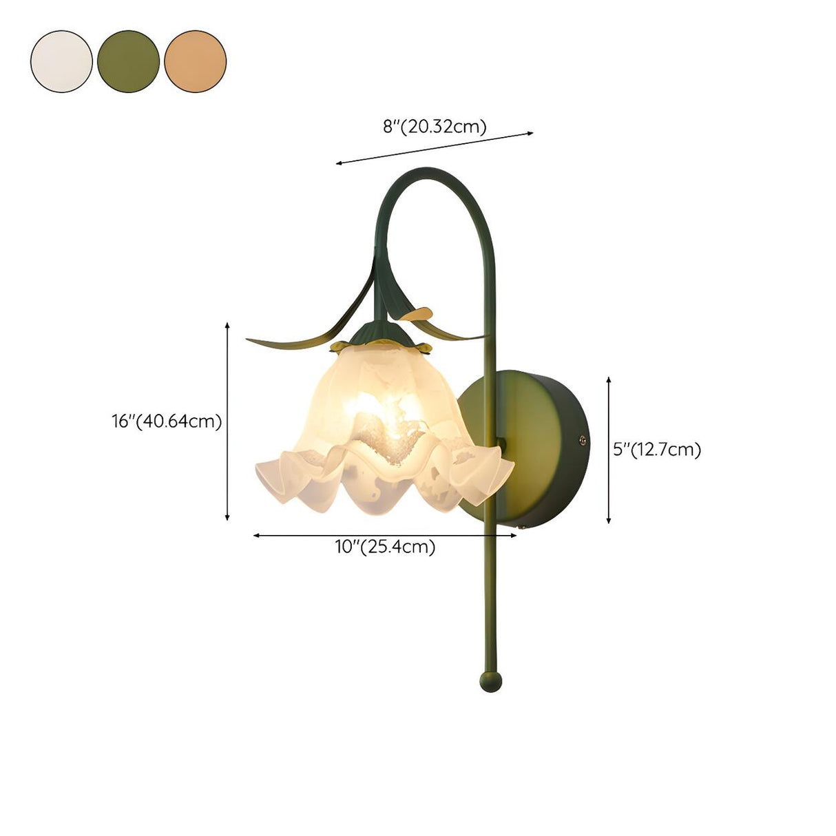 Frosted Glass Floral Wood Color Bedroom Wall Sconce 