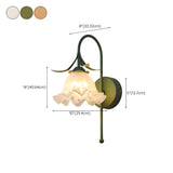 Frosted Glass Floral Wood Color Bedroom Wall Sconce #size