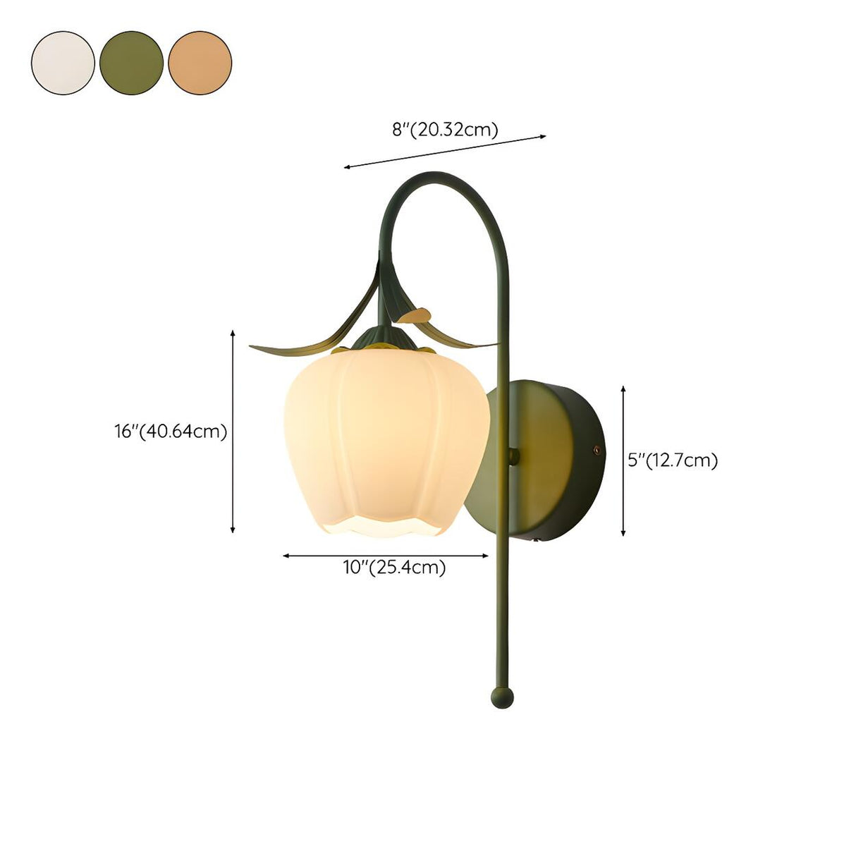 Frosted Glass Floral Wood Color Bedroom Wall Sconce Image - 23