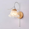 Frosted Glass Floral Wood Color Bedroom Wall Sconce Image - 6