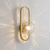 Frosted Glass Geometric Gold Frame LED Wall Sconce Image - 16