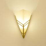 Frosted Glass Geometric Gold Frame LED Wall Sconce Image - 17