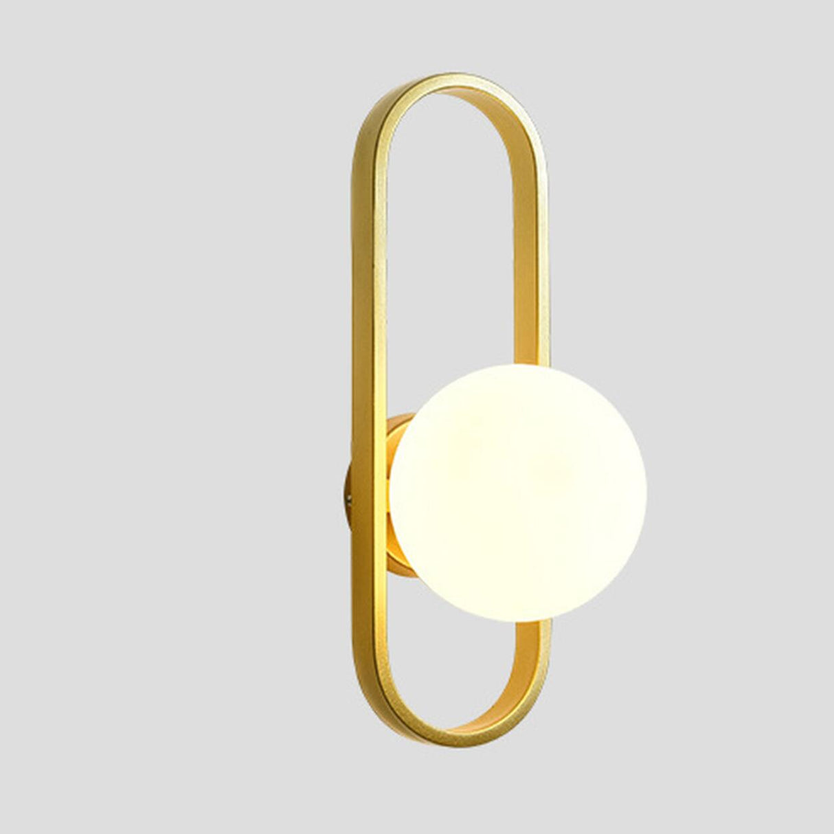 Frosted Glass Geometric Gold Frame LED Wall Sconce Image - 9