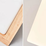 Frosted Glass Rectangular Bedside Wood Wall Sconce Image - 12