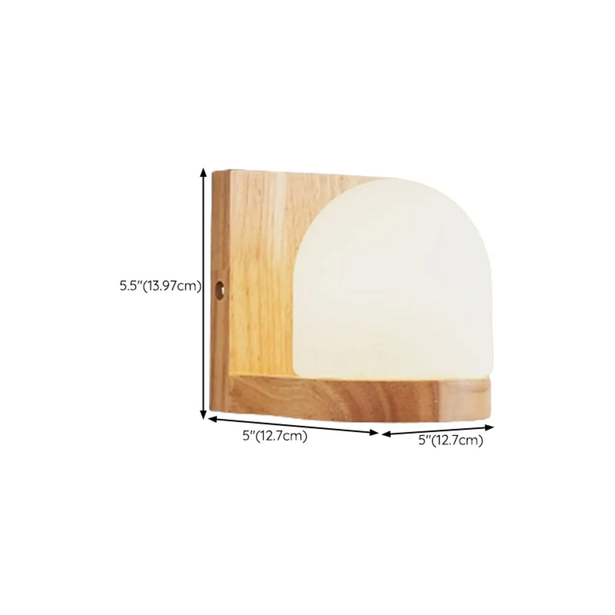 Frosted Glass Rectangular Bedside Wood Wall Sconce 